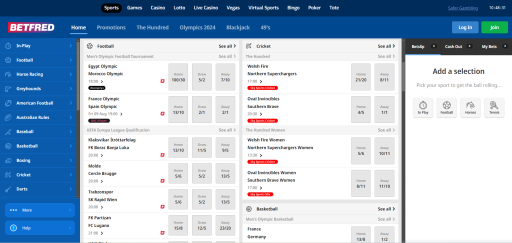 Betfred sportsbook markets