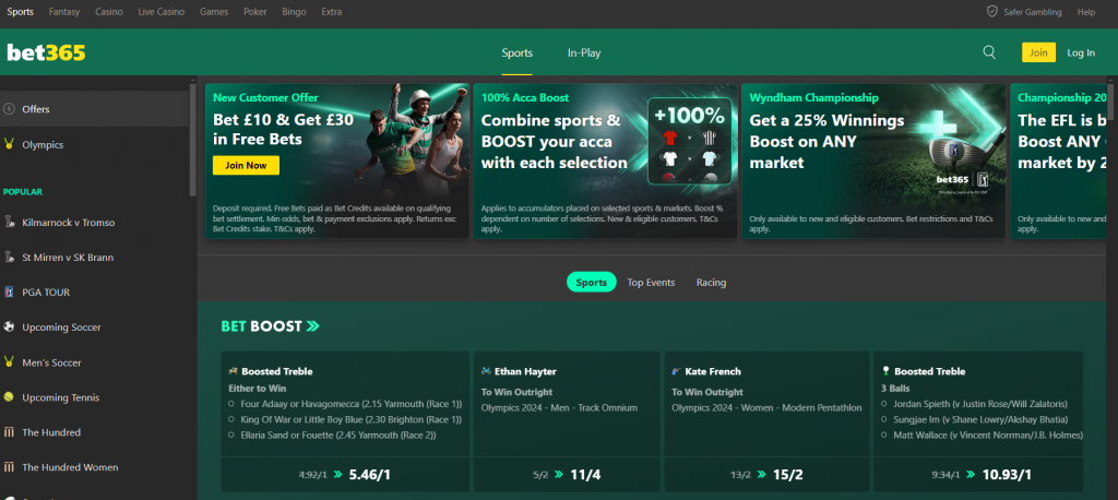 Bet365 Home Page